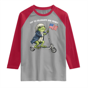 Funny Patriotic Frog Raglan Shirt Off To Celebrate 250 Years Of Freedom TS12 Sport Gray Red Print Your Wear