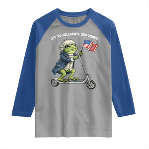 Funny Patriotic Frog Raglan Shirt Off To Celebrate 250 Years Of Freedom TS12 Sport Gray Royal Print Your Wear