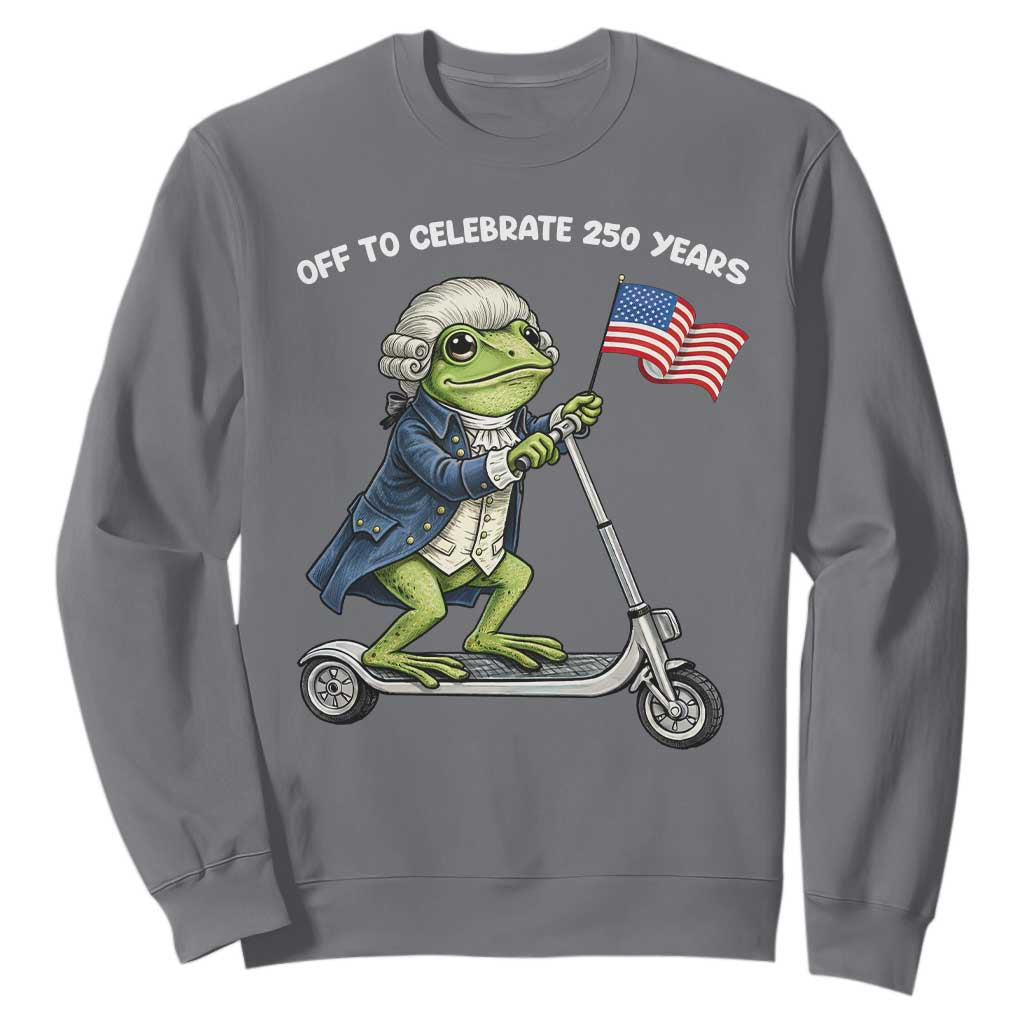 Funny Patriotic Frog Sweatshirt Off To Celebrate 250 Years Of Freedom TS12 Charcoal Print Your Wear