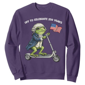 Funny Patriotic Frog Sweatshirt Off To Celebrate 250 Years Of Freedom TS12 Purple Print Your Wear