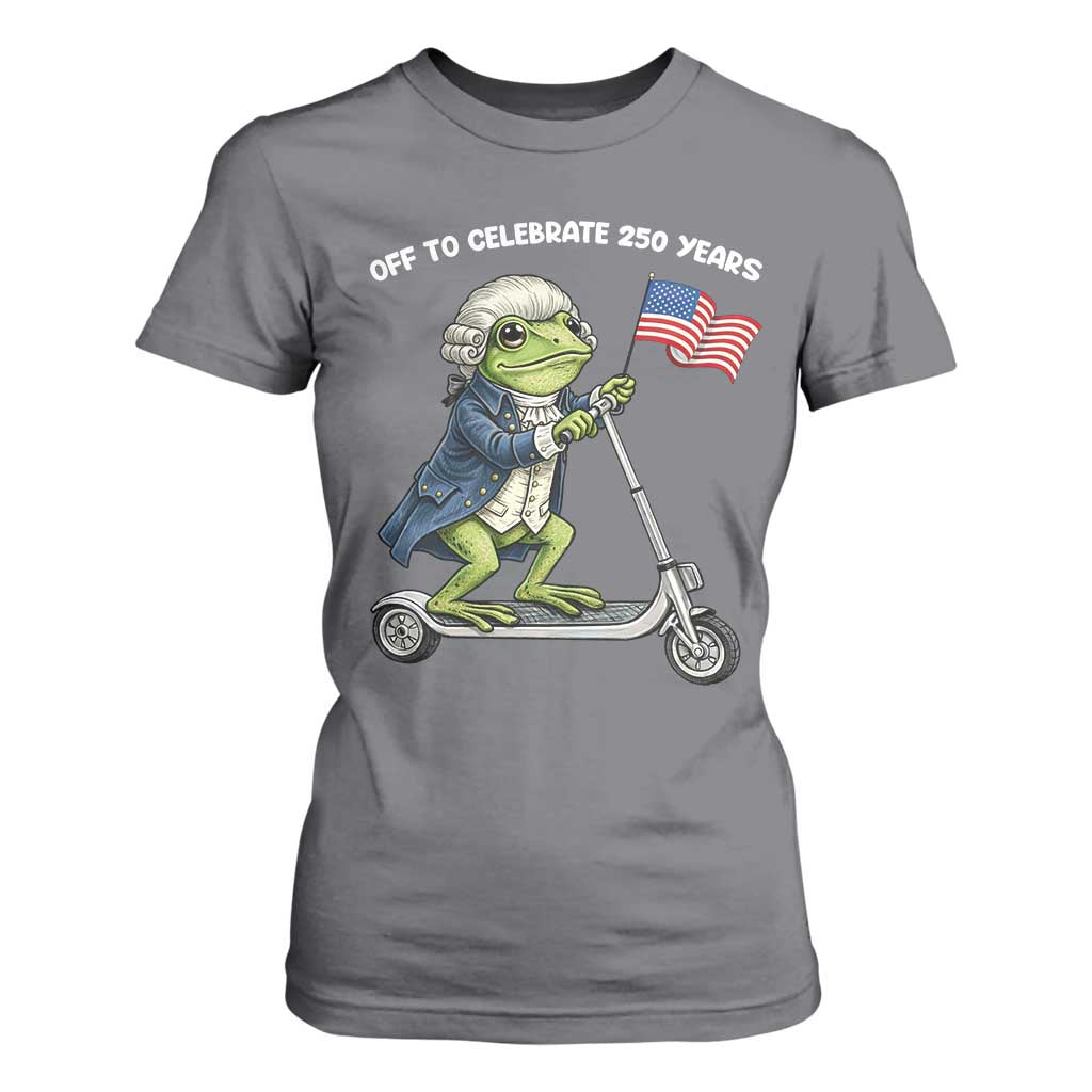 Funny Patriotic Frog T Shirt For Women Off To Celebrate 250 Years Of Freedom TS12 Charcoal Print Your Wear