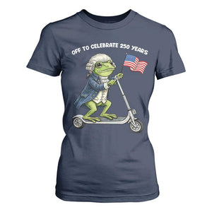Funny Patriotic Frog T Shirt For Women Off To Celebrate 250 Years Of Freedom TS12 Navy Print Your Wear