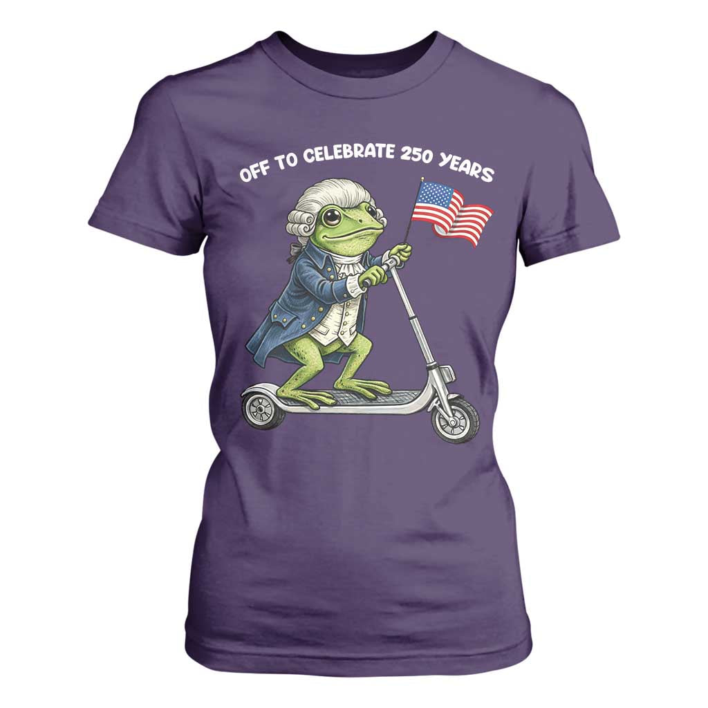 Funny Patriotic Frog T Shirt For Women Off To Celebrate 250 Years Of Freedom TS12 Purple Print Your Wear