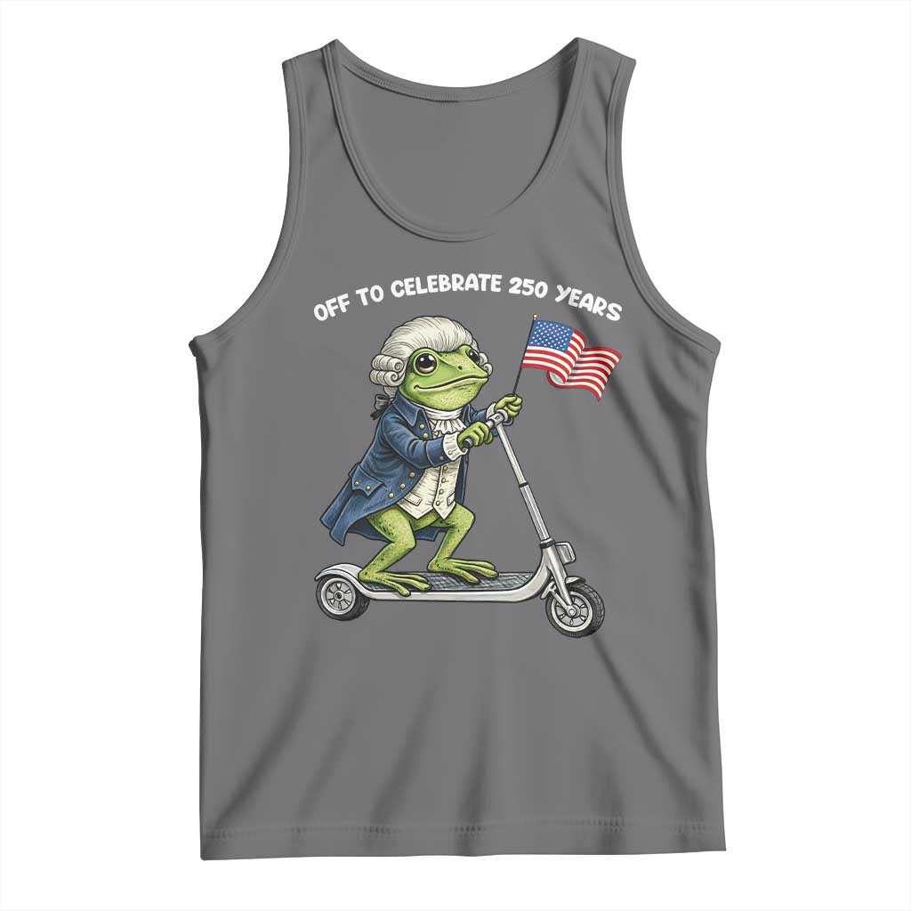 Funny Patriotic Frog Tank Top Off To Celebrate 250 Years Of Freedom TS12 Black Heather Print Your Wear