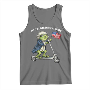 Funny Patriotic Frog Tank Top Off To Celebrate 250 Years Of Freedom TS12 Black Heather Print Your Wear