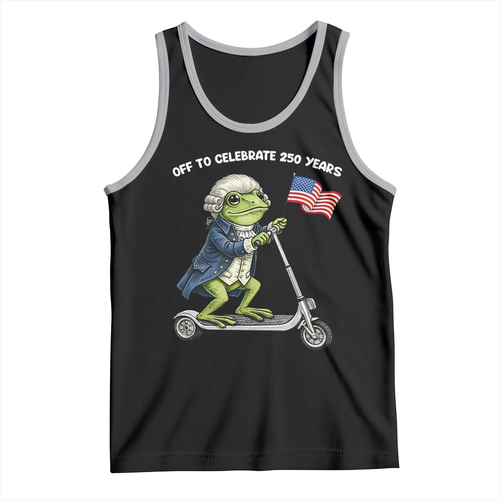 Funny Patriotic Frog Tank Top Off To Celebrate 250 Years Of Freedom TS12 Black Athletic Heather Print Your Wear