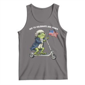 Funny Patriotic Frog Tank Top Off To Celebrate 250 Years Of Freedom TS12 Deep Heather Print Your Wear