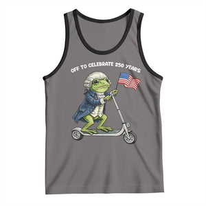 Funny Patriotic Frog Tank Top Off To Celebrate 250 Years Of Freedom TS12 Deep Heather Black Print Your Wear