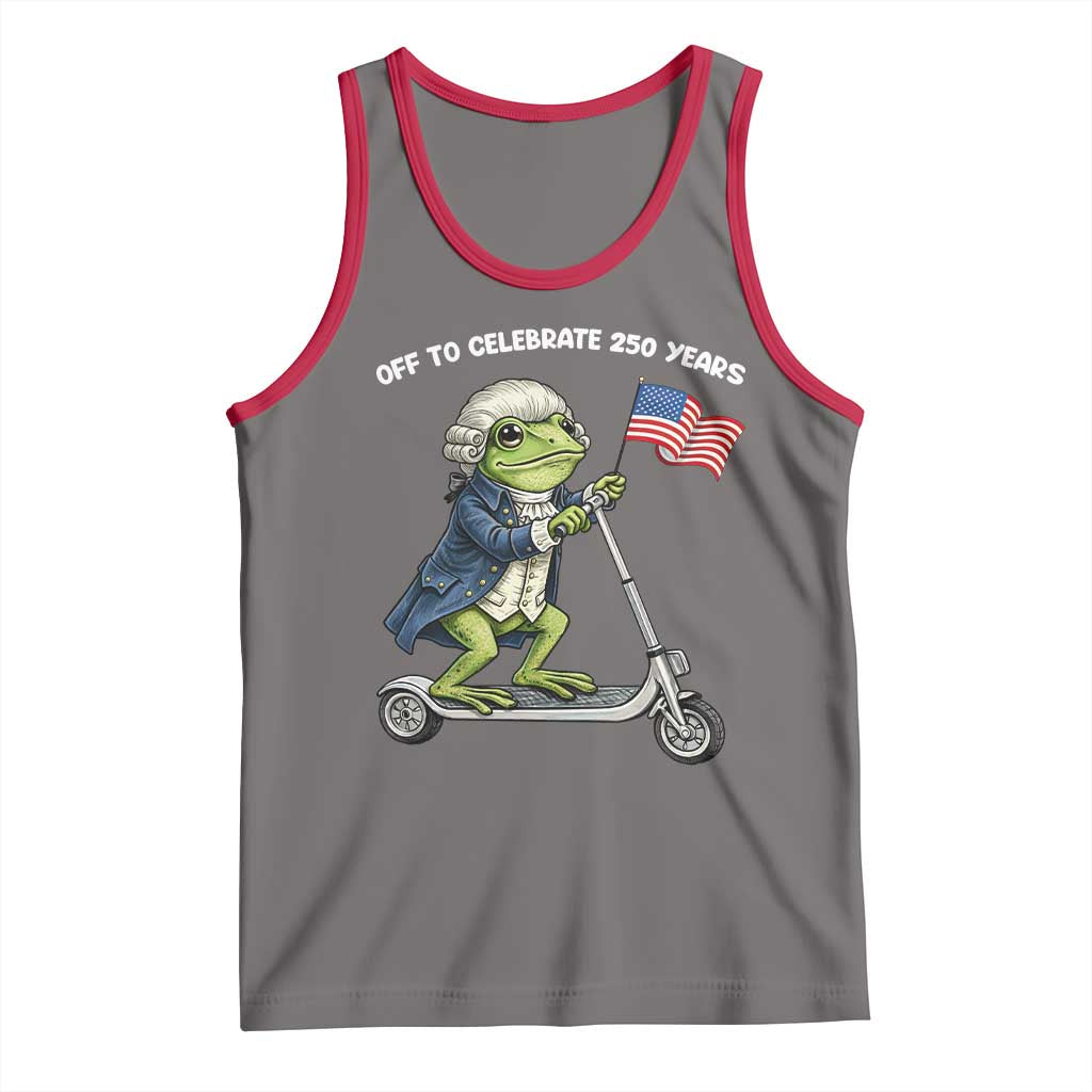Funny Patriotic Frog Tank Top Off To Celebrate 250 Years Of Freedom TS12 Deep Heather Red Print Your Wear