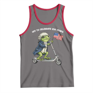 Funny Patriotic Frog Tank Top Off To Celebrate 250 Years Of Freedom TS12 Deep Heather Red Print Your Wear