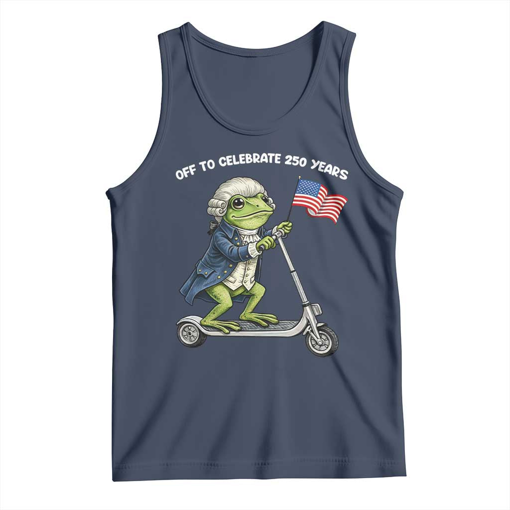 Funny Patriotic Frog Tank Top Off To Celebrate 250 Years Of Freedom TS12 Navy Print Your Wear