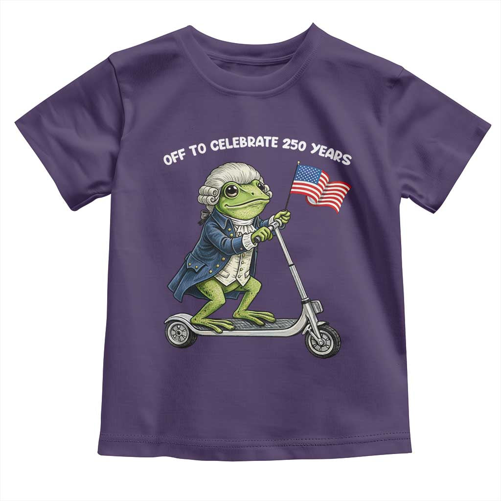 Funny Patriotic Frog Toddler T Shirt Off To Celebrate 250 Years Of Freedom TS12 Purple Print Your Wear