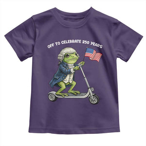 Funny Patriotic Frog Toddler T Shirt Off To Celebrate 250 Years Of Freedom TS12 Purple Print Your Wear