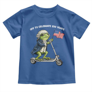 Funny Patriotic Frog Toddler T Shirt Off To Celebrate 250 Years Of Freedom TS12 Royal Blue Print Your Wear