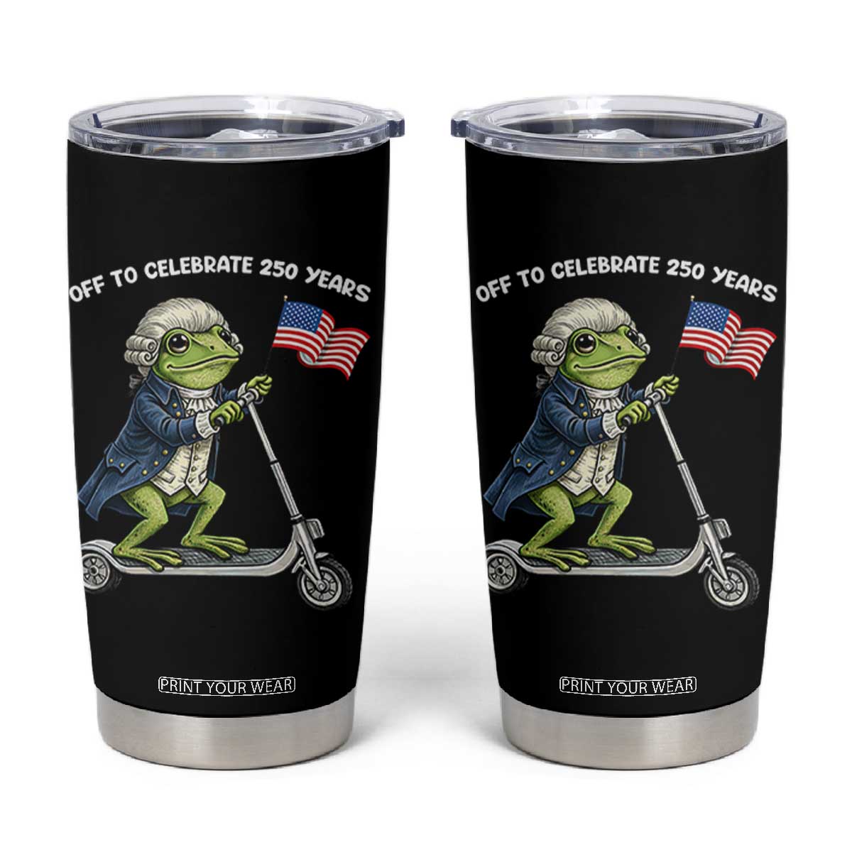 Funny Patriotic Frog Tumbler Cup Off To Celebrate 250 Years Of Freedom TS12 Black Print Your Wear