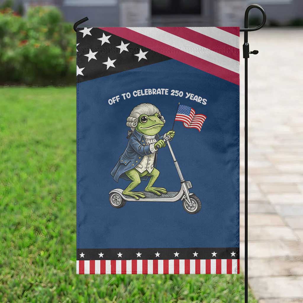Funny Patriotic Frog Garden Flag Off To Celebrate 250 Years Of Freedom TS12 Classic Blue Black Print Your Wear