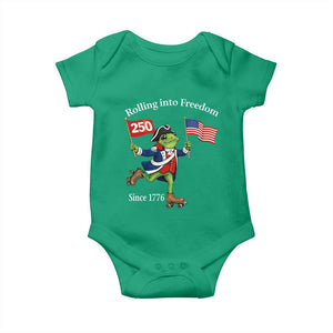 Funny Patriotic Frog Baby Onesie Rolling Into 250 Years Of Liberty TS12 Irish Green Print Your Wear