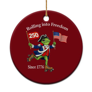 Funny Patriotic Frog Ceramic Ornament Rolling Into 250 Years Of Liberty TS12 1pc Red Print Your Wear