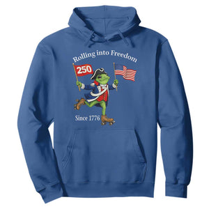 Funny Patriotic Frog Hoodie Rolling Into 250 Years Of Liberty TS12 Royal Blue Print Your Wear