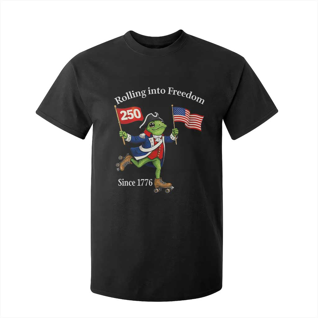 Funny Patriotic Frog T Shirt For Kid Rolling Into 250 Years Of Liberty TS12 Black Print Your Wear
