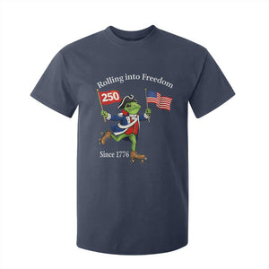 Funny Patriotic Frog T Shirt For Kid Rolling Into 250 Years Of Liberty TS12 Navy Print Your Wear
