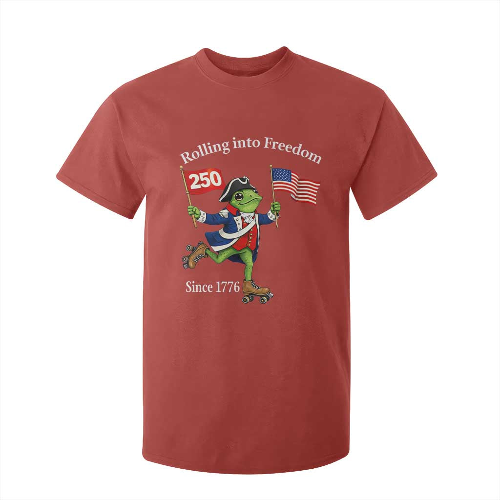 Funny Patriotic Frog T Shirt For Kid Rolling Into 250 Years Of Liberty TS12 Red Print Your Wear