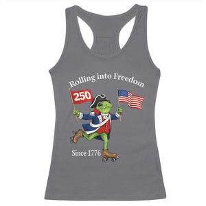 Funny Patriotic Frog Racerback Tank Top Rolling Into 250 Years Of Liberty TS12 Charcoal Print Your Wear