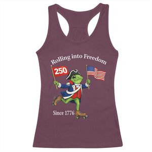 Funny Patriotic Frog Racerback Tank Top Rolling Into 250 Years Of Liberty TS12 Maroon Print Your Wear