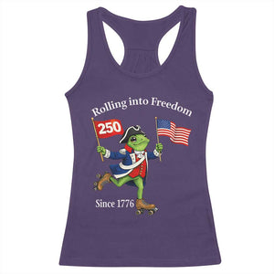 Funny Patriotic Frog Racerback Tank Top Rolling Into 250 Years Of Liberty TS12 Purple Print Your Wear