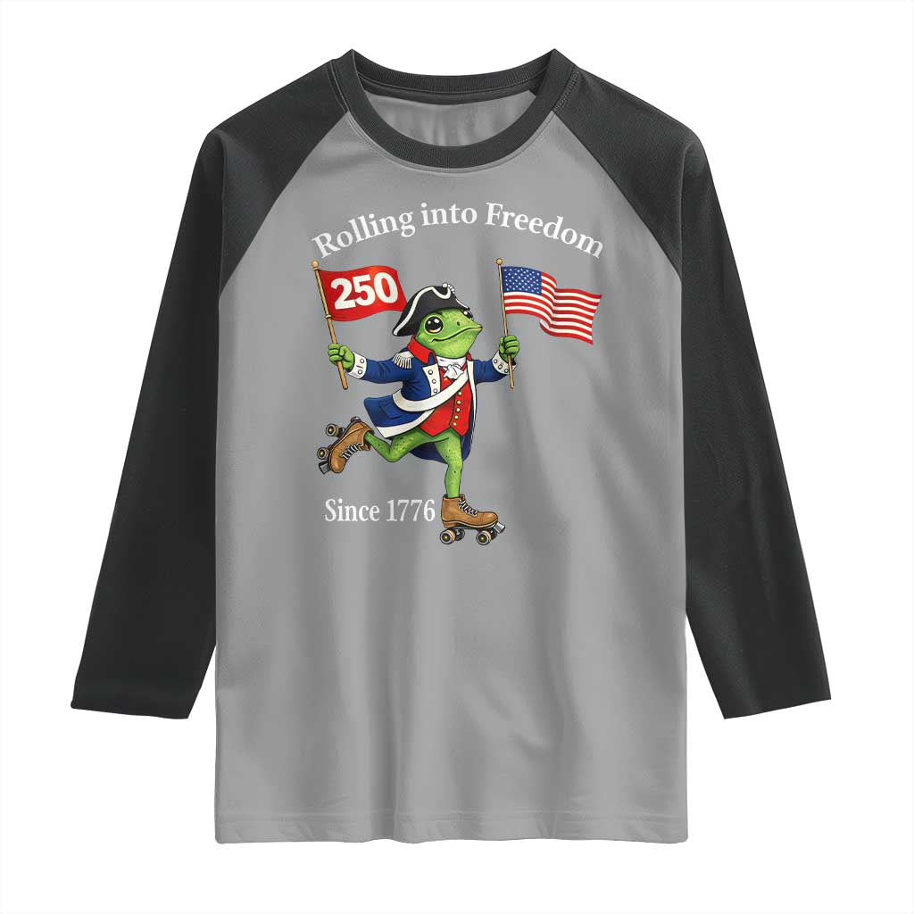 Funny Patriotic Frog Raglan Shirt Rolling Into 250 Years Of Liberty TS12 Sport Gray Black Print Your Wear