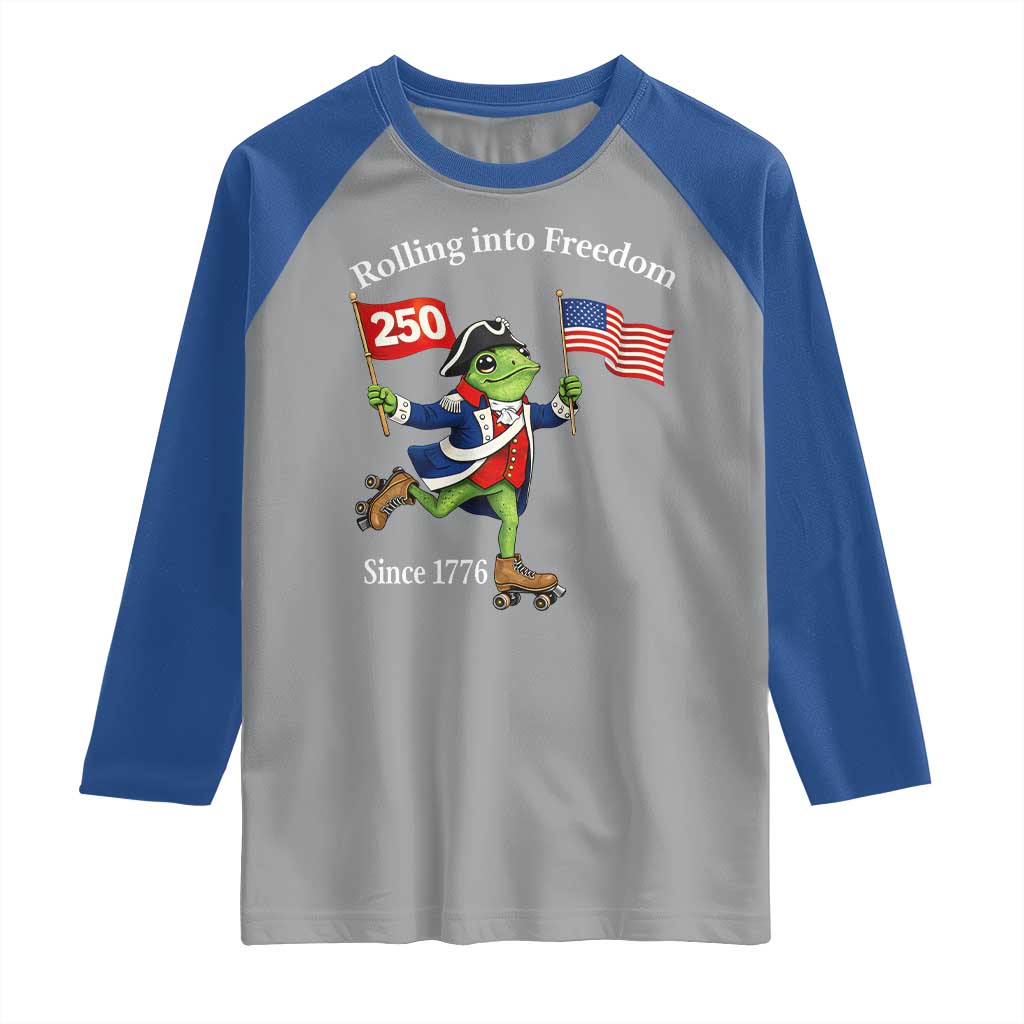 Funny Patriotic Frog Raglan Shirt Rolling Into 250 Years Of Liberty TS12 Sport Gray Royal Print Your Wear