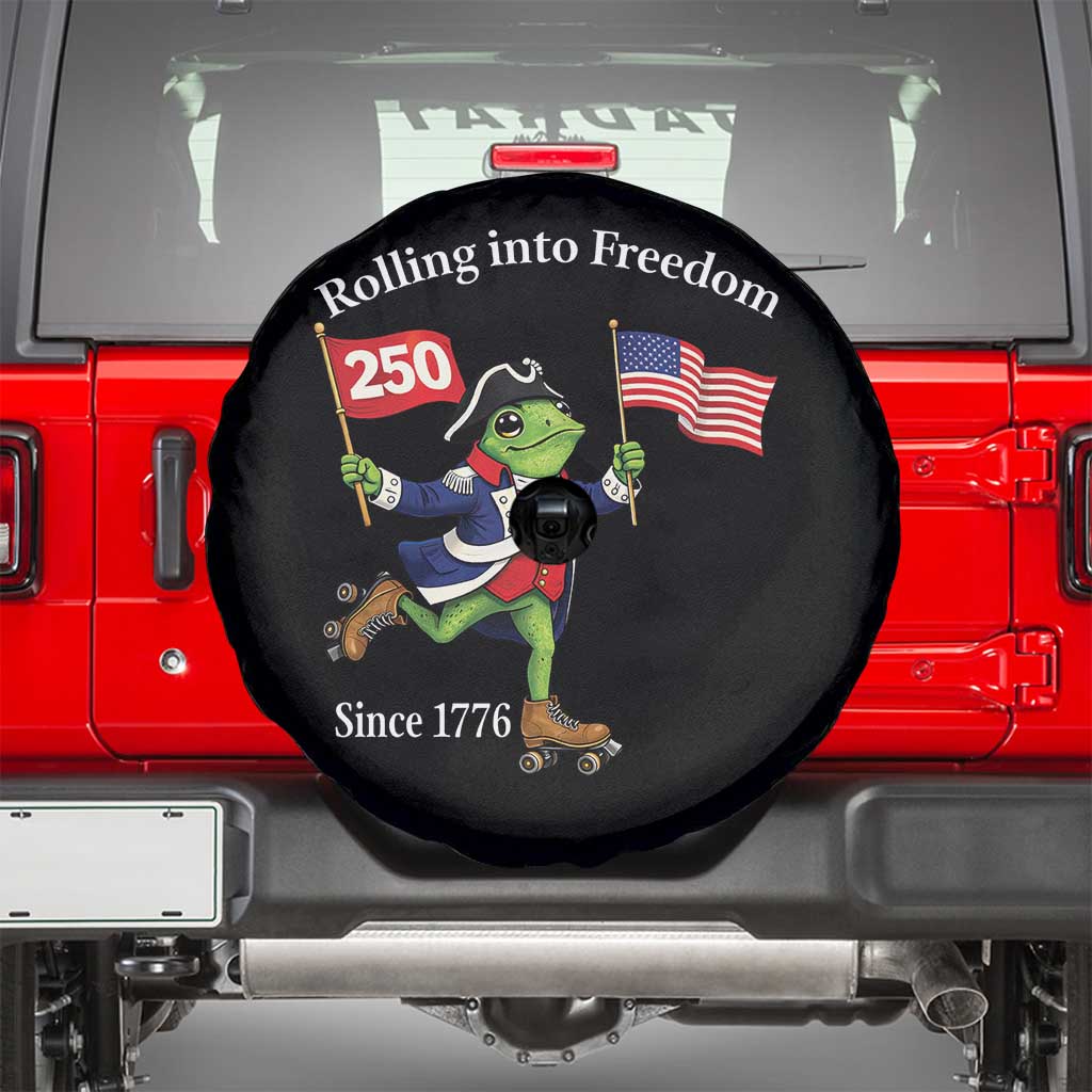 Funny Patriotic Frog Spare Tire Cover Rolling Into 250 Years Of Liberty TS12 Black Print Your Wear