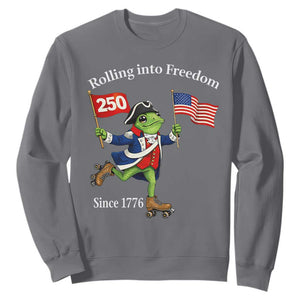 Funny Patriotic Frog Sweatshirt Rolling Into 250 Years Of Liberty TS12 Charcoal Print Your Wear