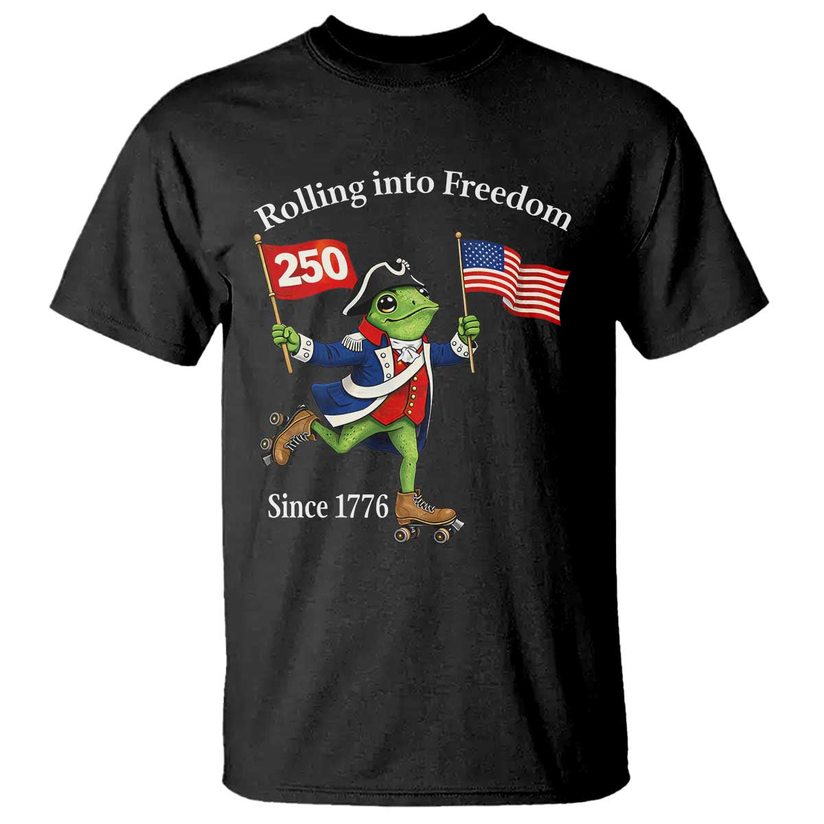 Funny Patriotic Frog T Shirt Rolling Into 250 Years Of Liberty TS12 Black Print Your Wear