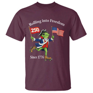 Funny Patriotic Frog T Shirt Rolling Into 250 Years Of Liberty TS12 Maroon Print Your Wear