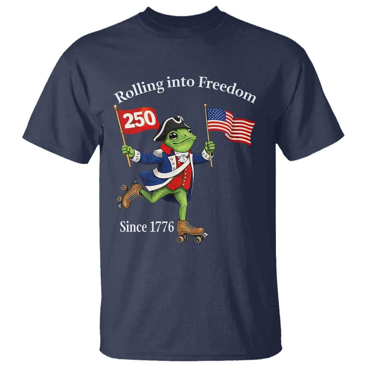 Funny Patriotic Frog T Shirt Rolling Into 250 Years Of Liberty TS12 Navy Print Your Wear