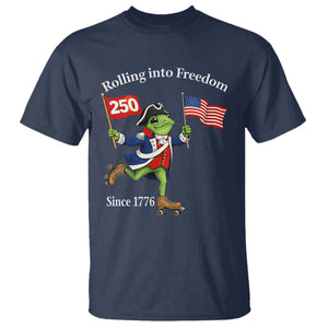 Funny Patriotic Frog T Shirt Rolling Into 250 Years Of Liberty TS12 Navy Print Your Wear