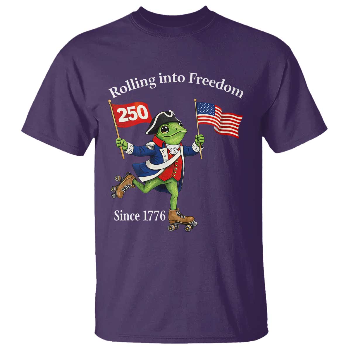 Funny Patriotic Frog T Shirt Rolling Into 250 Years Of Liberty TS12 Purple Print Your Wear