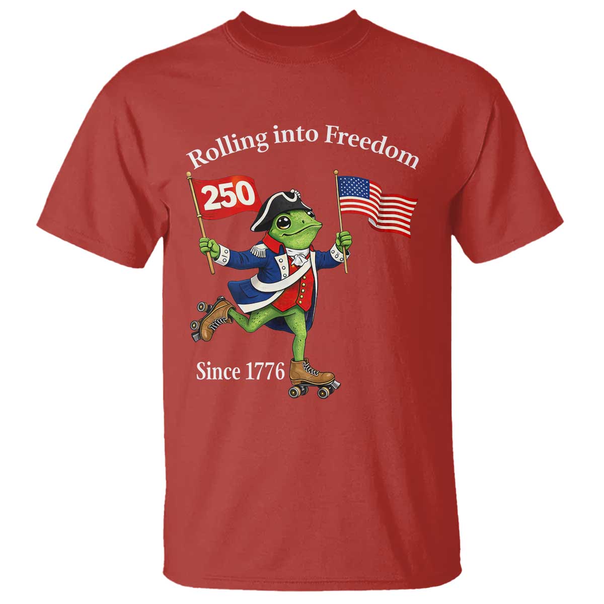 Funny Patriotic Frog T Shirt Rolling Into 250 Years Of Liberty TS12 Red Print Your Wear