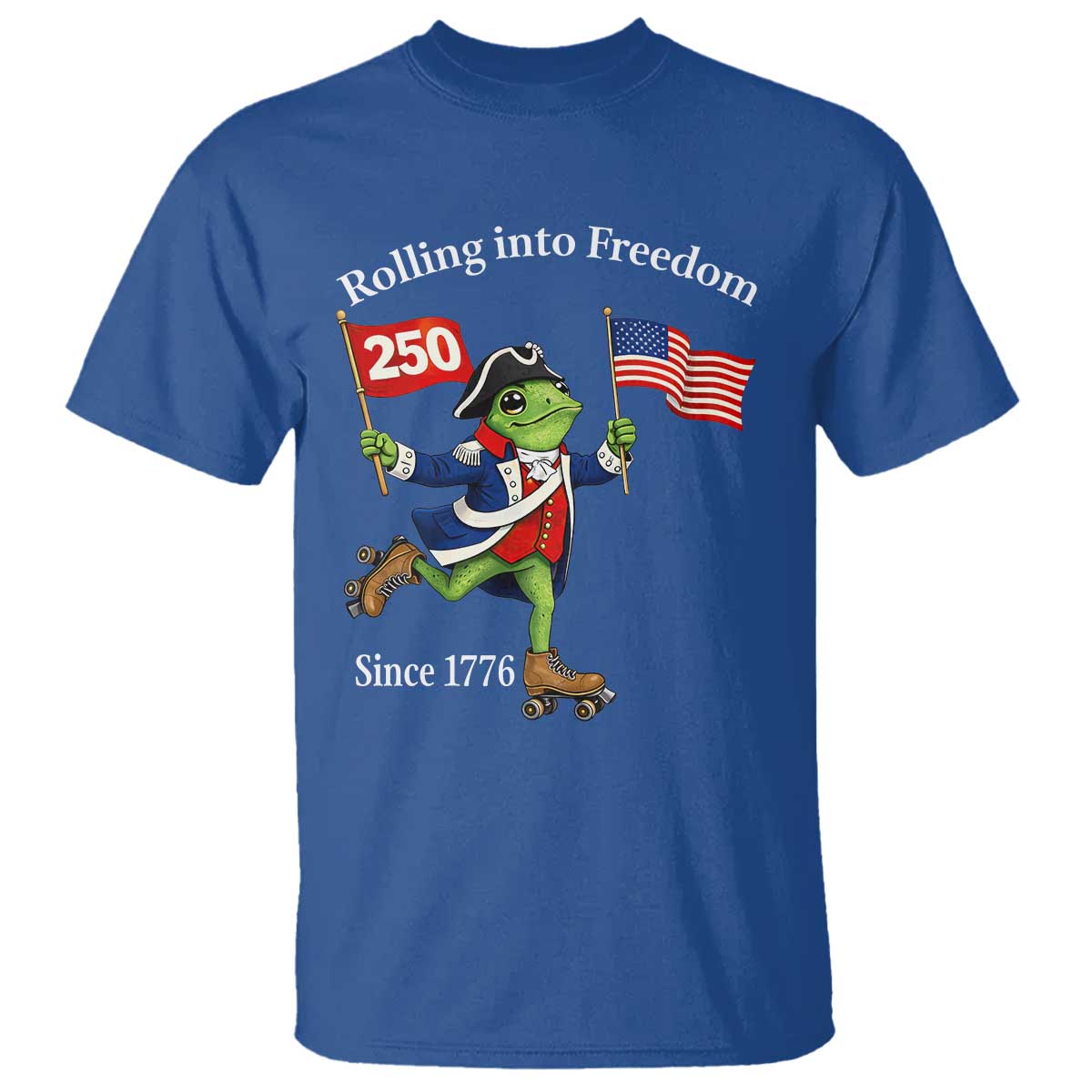 Funny Patriotic Frog T Shirt Rolling Into 250 Years Of Liberty TS12 Royal Blue Print Your Wear