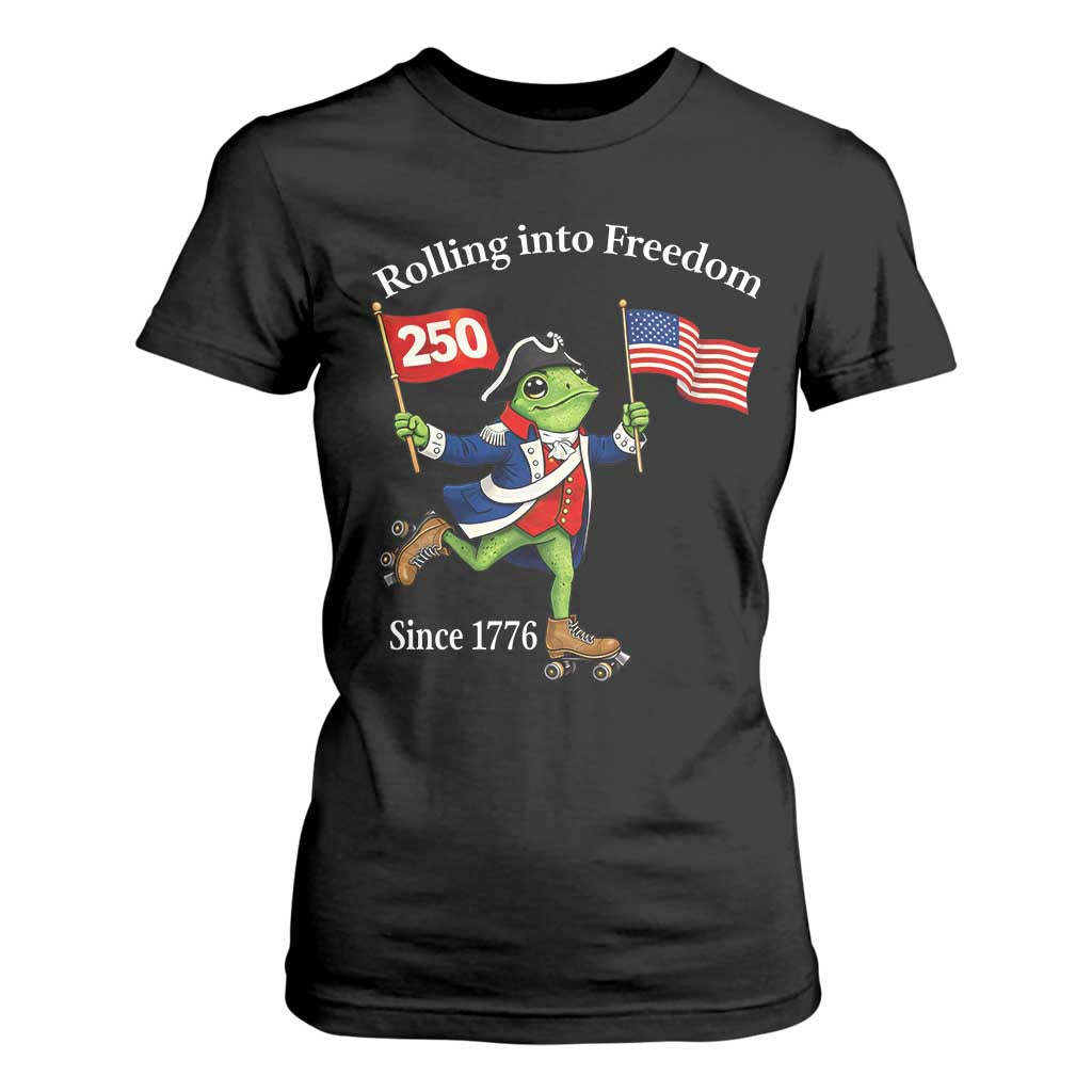 Funny Patriotic Frog T Shirt For Women Rolling Into 250 Years Of Liberty TS12 Black Print Your Wear