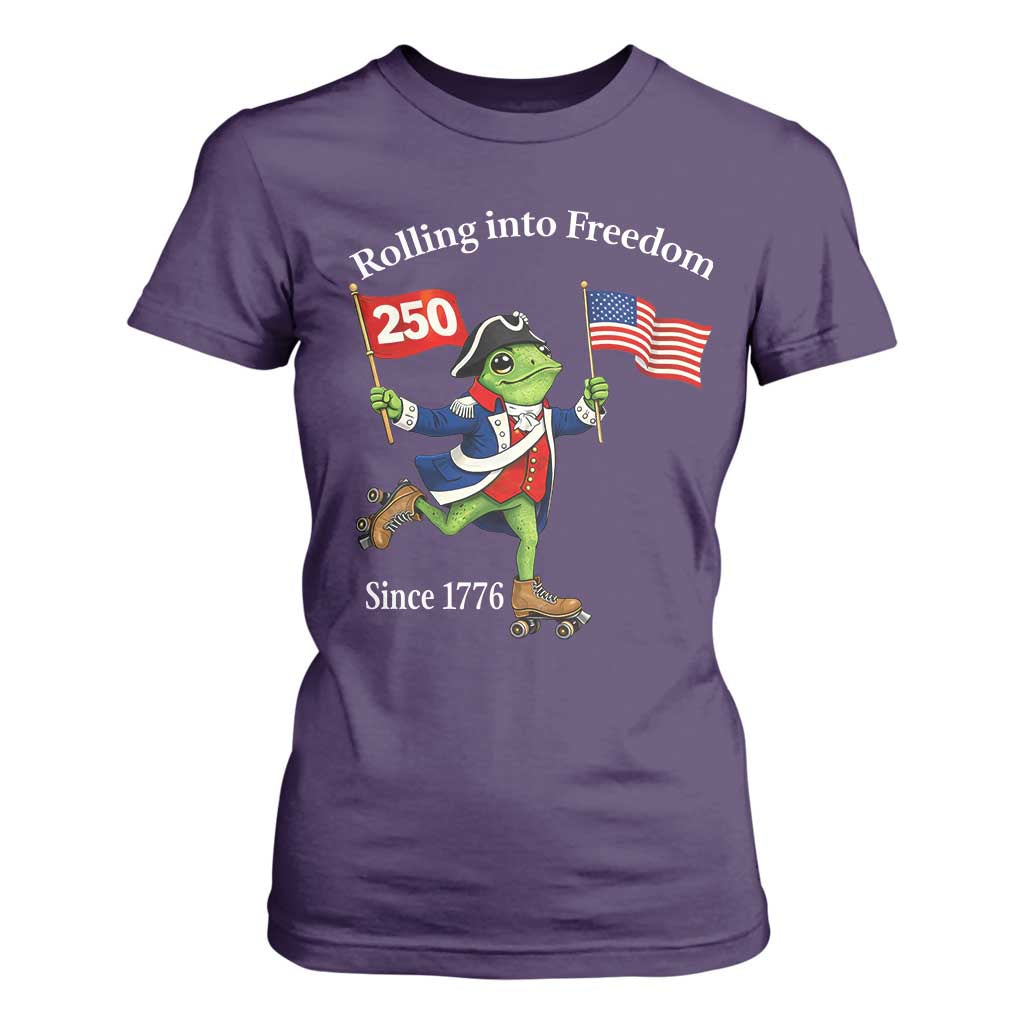 Funny Patriotic Frog T Shirt For Women Rolling Into 250 Years Of Liberty TS12 Purple Print Your Wear
