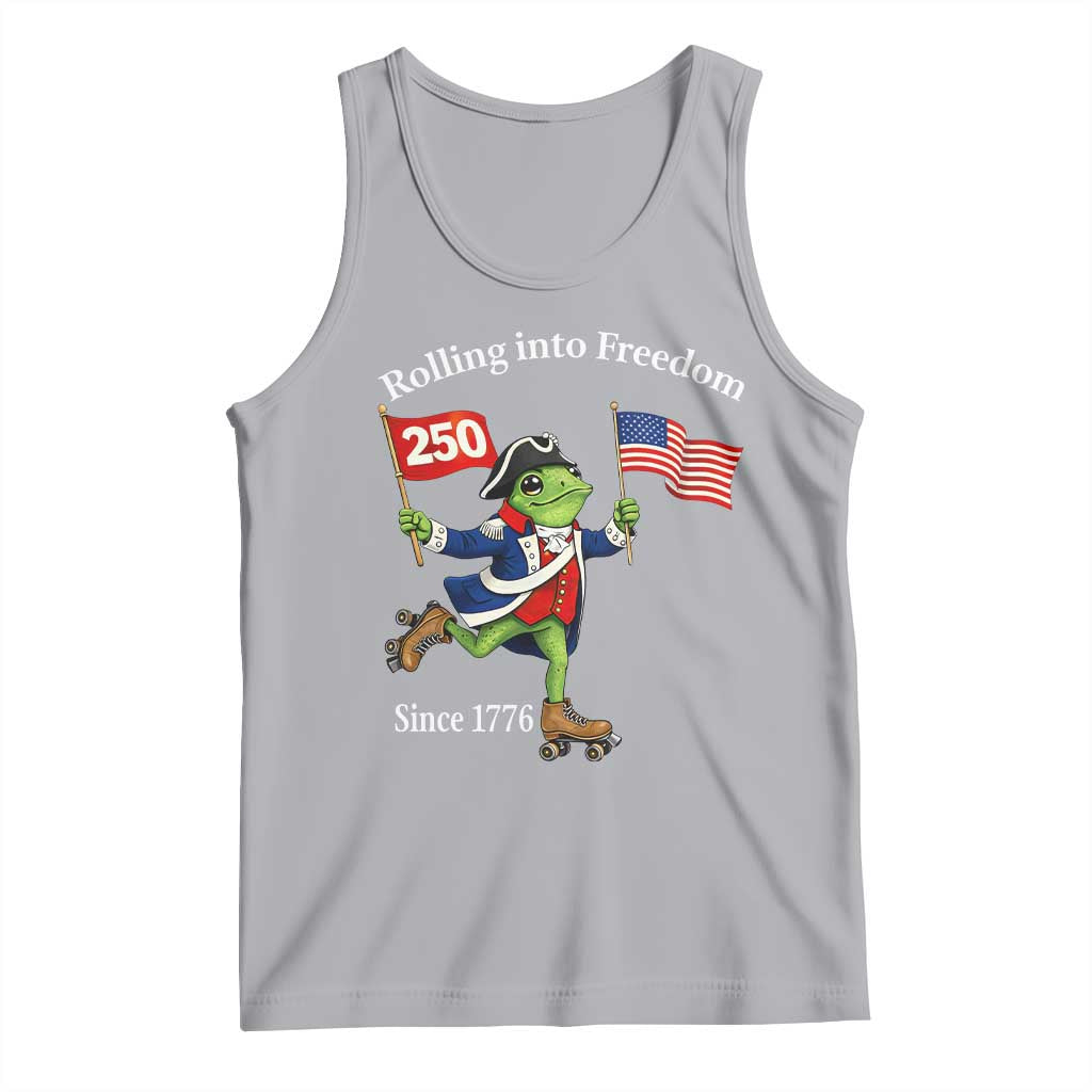 Funny Patriotic Frog Tank Top Rolling Into 250 Years Of Liberty TS12 Athletic Heather Print Your Wear