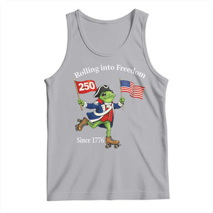 Funny Patriotic Frog Tank Top Rolling Into 250 Years Of Liberty TS12 Athletic Heather Print Your Wear
