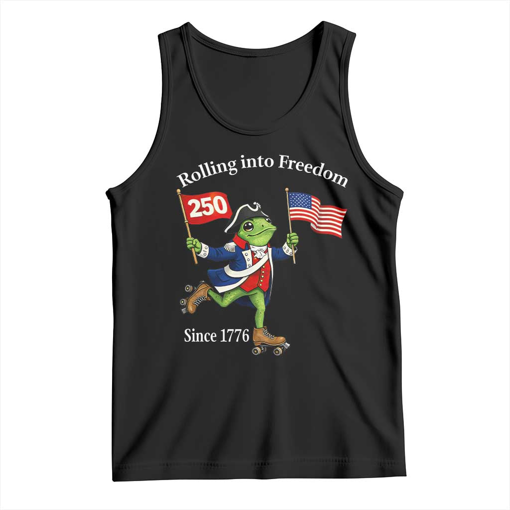 Funny Patriotic Frog Tank Top Rolling Into 250 Years Of Liberty TS12 Black Print Your Wear