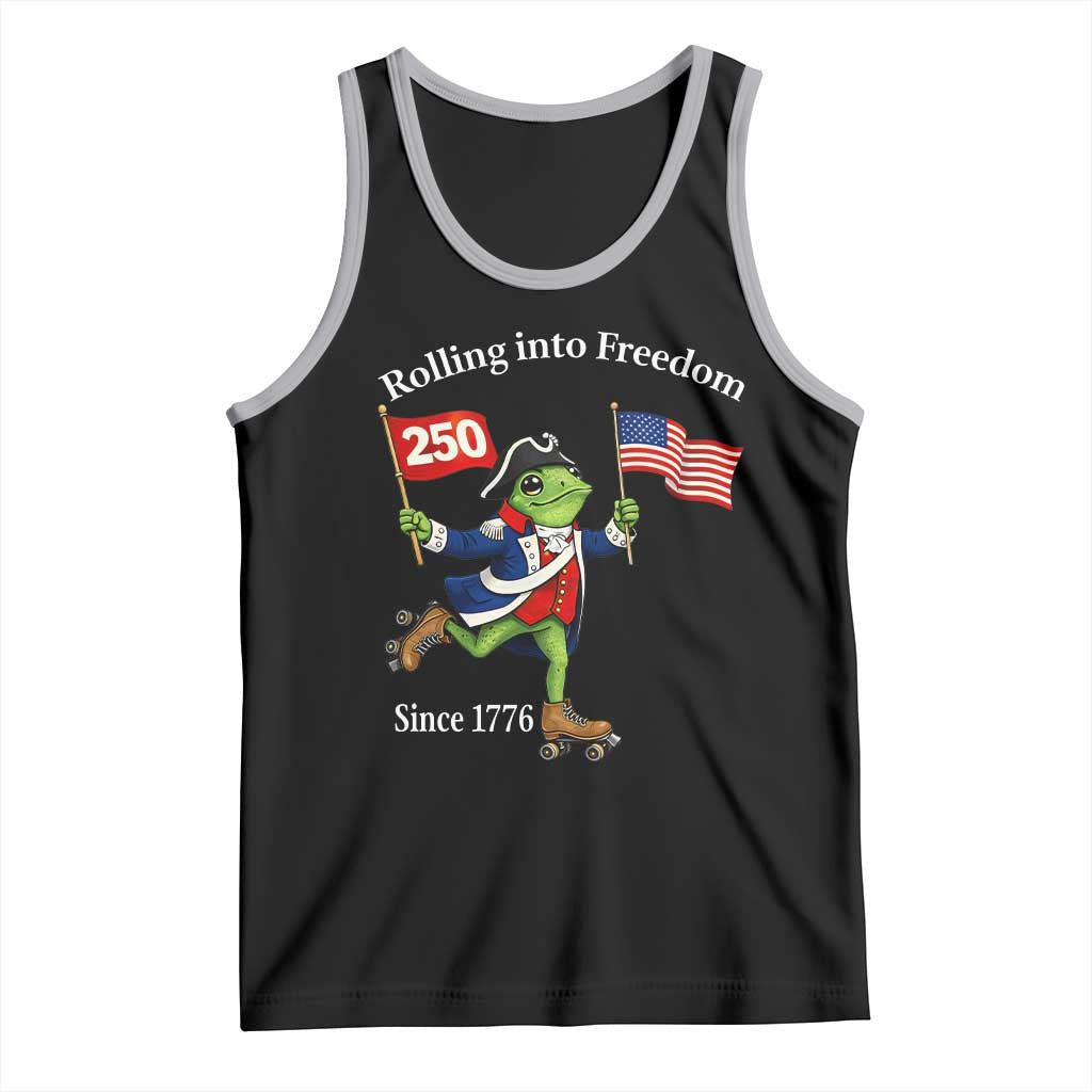 Funny Patriotic Frog Tank Top Rolling Into 250 Years Of Liberty TS12 Black Athletic Heather Print Your Wear