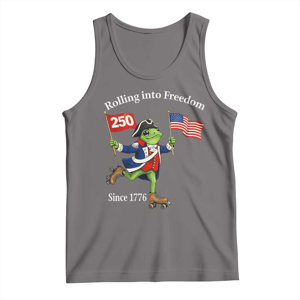 Funny Patriotic Frog Tank Top Rolling Into 250 Years Of Liberty TS12 Deep Heather Print Your Wear