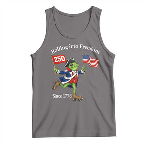 Funny Patriotic Frog Tank Top Rolling Into 250 Years Of Liberty TS12 Deep Heather Print Your Wear