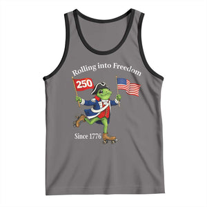 Funny Patriotic Frog Tank Top Rolling Into 250 Years Of Liberty TS12 Deep Heather Black Print Your Wear