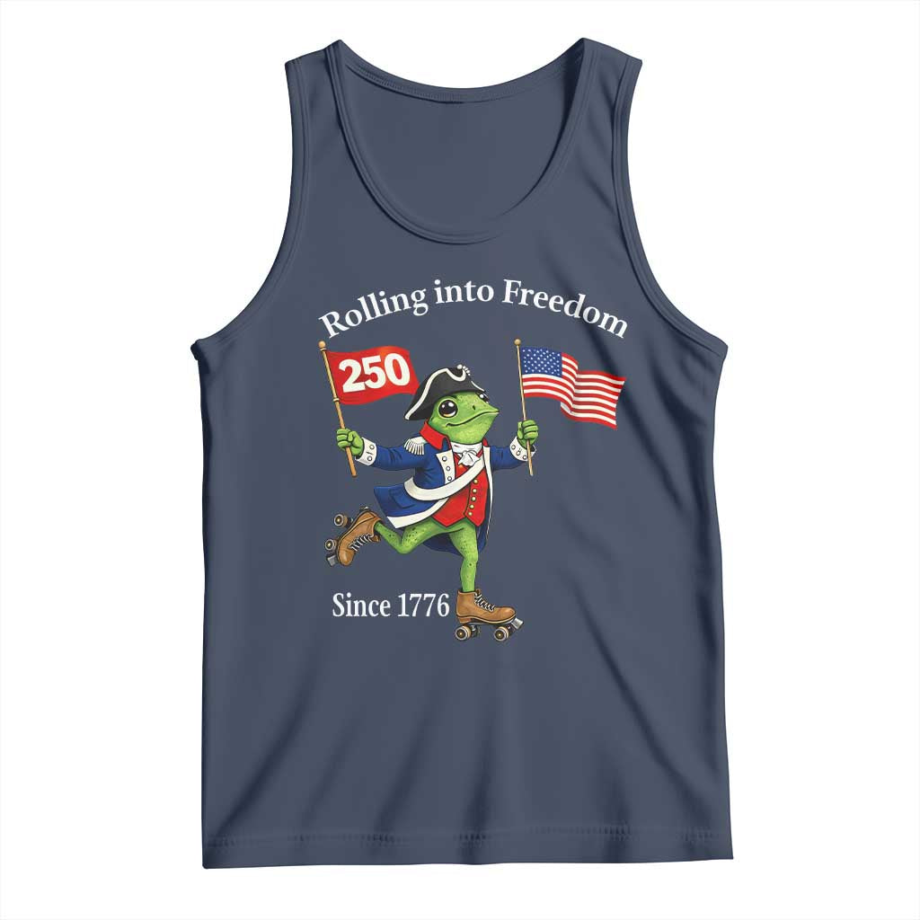 Funny Patriotic Frog Tank Top Rolling Into 250 Years Of Liberty TS12 Navy Print Your Wear